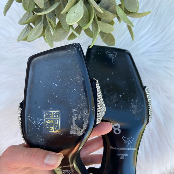 Alexander Wang Low Heel Black Suede Slingback with Rhinestones Size 37 - Picture 5 of 9